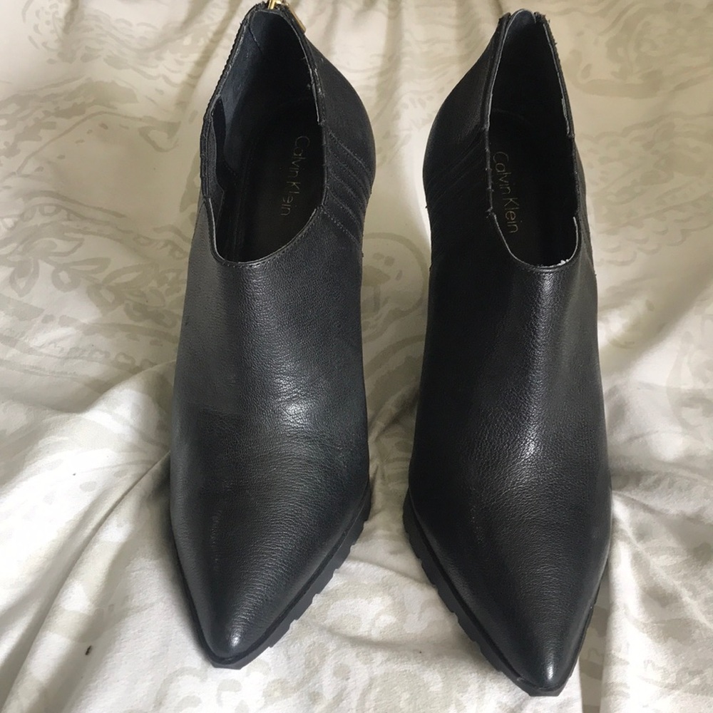 Calvin Klein Black Leather Booties